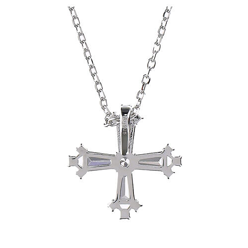 Halskette mit Kreuzanhänger von AMEN aus rhodiniertem 925er Silber mit weißen Zirkonia 3