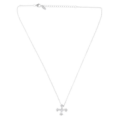 Colar cruz zircões brancos Amen prata 925 rodinada 4