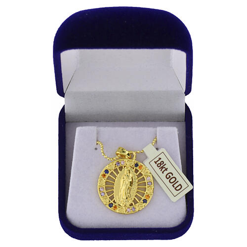 Collier médaille Guadalupe multicolore plaqué or 18K 5