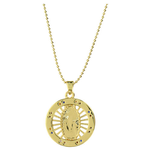 Collana medaglia Guadalupe multicolor placcata oro 18kt 4