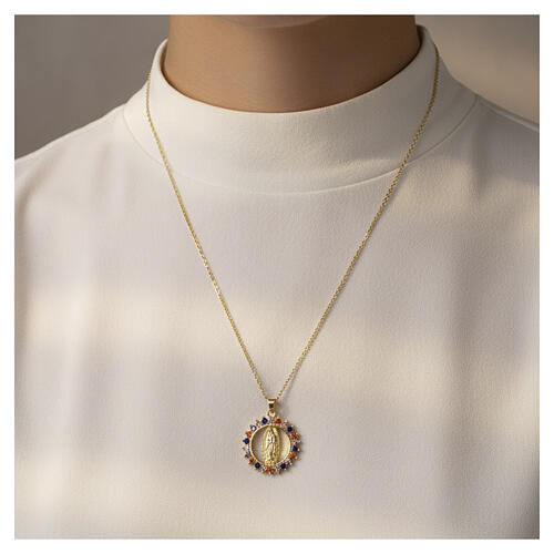 Collana Madonna di Guadalupe medaglia tonda multicolore 2
