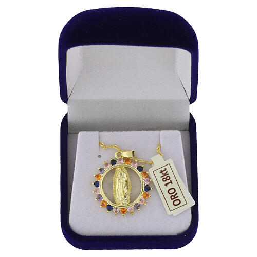 Colar Nossa Senhora de Guadalupe medalha redonda multicolorida 6