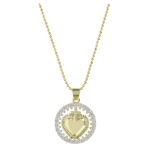 Collar medalla Sagrado Corazón decorada chapada oro 20 mm 1