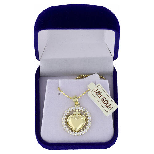 Collier médaille Sacré-Cœur décorée plaqué or 20 mm 6