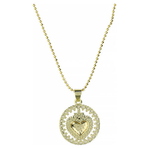 Collana medaglia Sacro Cuore decorata placcata oro 20 mm 5