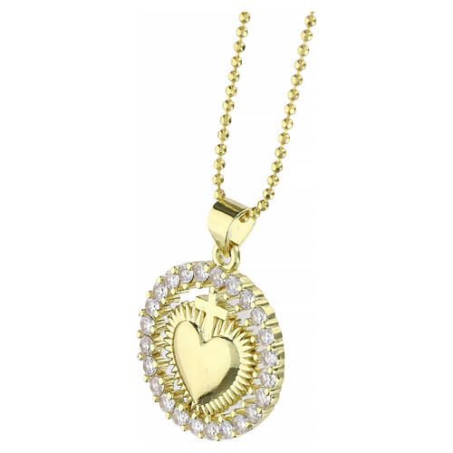 Colar medalha Sagrado Coração decorado banhado a ouro 20 mm 3