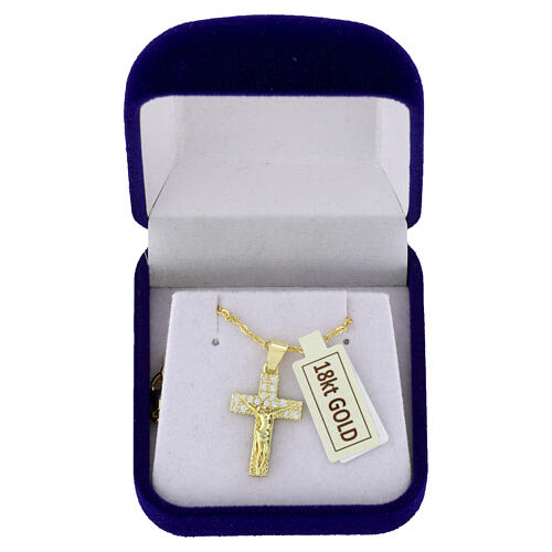 Collana con croce a pendente dorata con strass 6