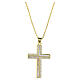 Necklace with 18 kt gold-plated cross pendant with mother-of-pearl and rhinestones s1