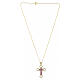 Gold-plated cross pendant necklace with amethyst strass s4