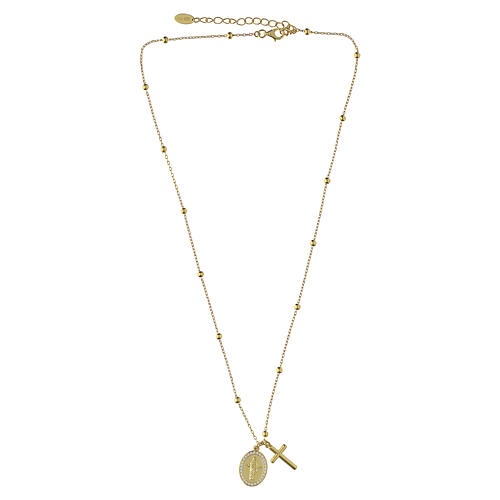 Colar em prata 925 com banho dourado Cristo zircões brancos 45 cm 4