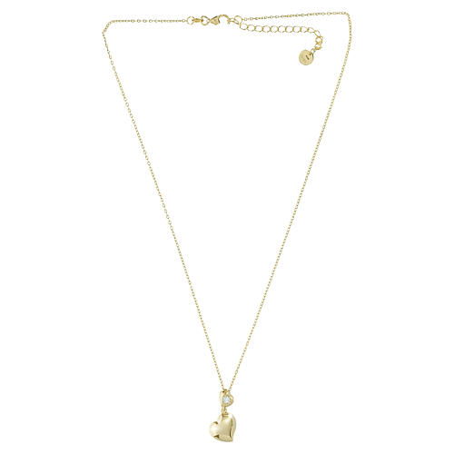 Amen necklace in 925 silver, gold finish, double hearts 4