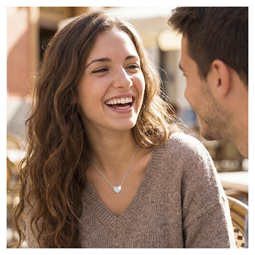 Amen necklace with luminous pavé heart, 925 silver 2