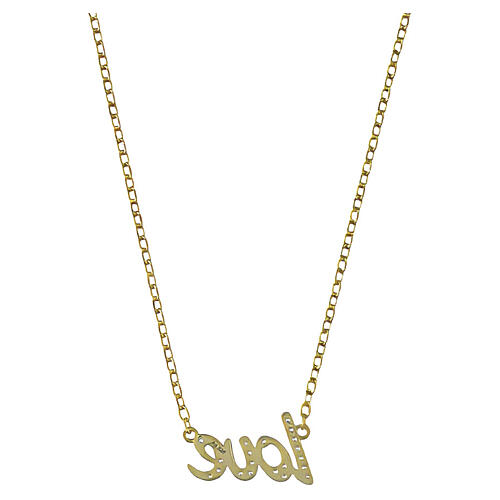 Amen necklace with Love word, white zirconia and gold-plated 925 silver 3