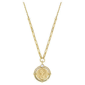 Amen necklace with Our Lady, Queen of Heaven medal, gold finish on 925 silver
