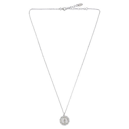 Amen Miraculous Virgin Mary necklace 925 silver white enamel and mother-of-pearl 4