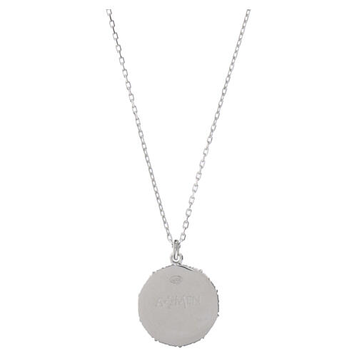 Amen necklace with Miraculous Medal, rhodium-plated 925 silver, pink mother-of-pearl and enamel 3