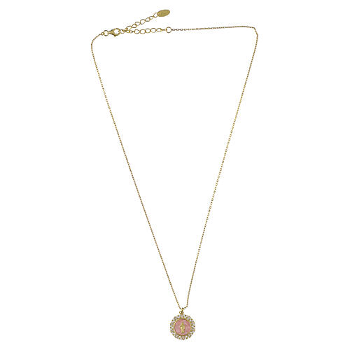 Collier finition dorée émail rose et nacre Amen argent 925 4