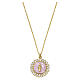 Amen pink enamel and mother-of-pearl necklace 925 silver gold finish s1