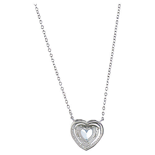 Amen 925 silver heart necklace with aquamarine-coloured zirconia 3