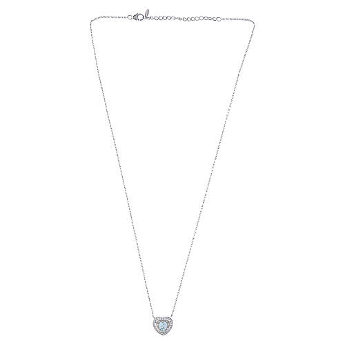 Collana cuore con zircone acquamarina Amen argento 925 4