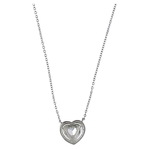 Heart necklace in 925 silver with white zircon, Amen 3