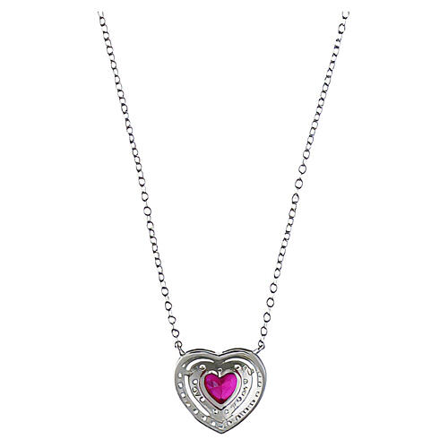 Amen 925 silver heart necklace with ruby-coloured zircon 3