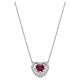 Amen 925 silver heart necklace with ruby-coloured zircon s1