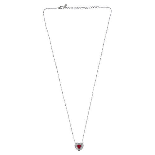 Amen Heart Necklace with Ruby-Colored Zircon, 925 Silver 4