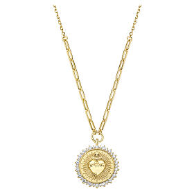 Amen Sacred Heart Necklace in 925 Silver with Gold Finish