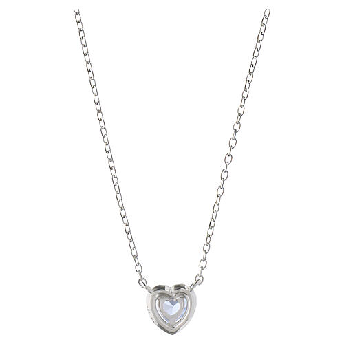 Collana a cuore zircone acquamarina Amen argento 925 3