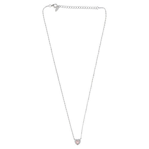 Amen 925 silver heart necklace with morganite-pink zircon 4