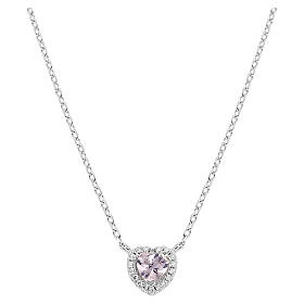 Collier cœur avec zircon rose morganite Amen argent 925