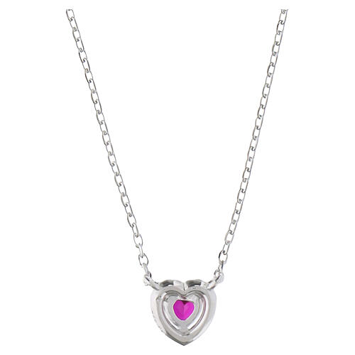 Amen 925 silver heart necklace with ruby-coloured zircon 3