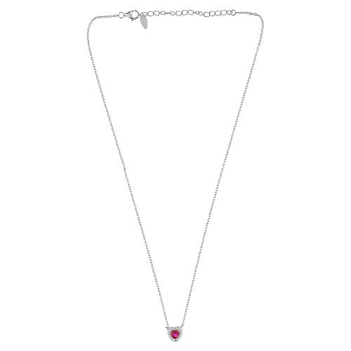Collier Amen cœur avec zircon couleur rubis argent 925 4