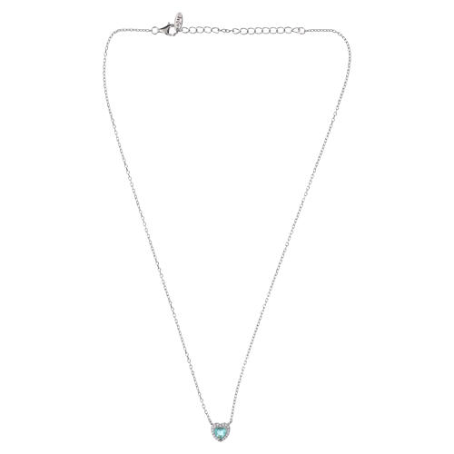 Amen 925 silver necklace with aquamarine-coloured heart charm 4