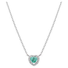 Collar plata 925 Amen colgante corazón verde azulado