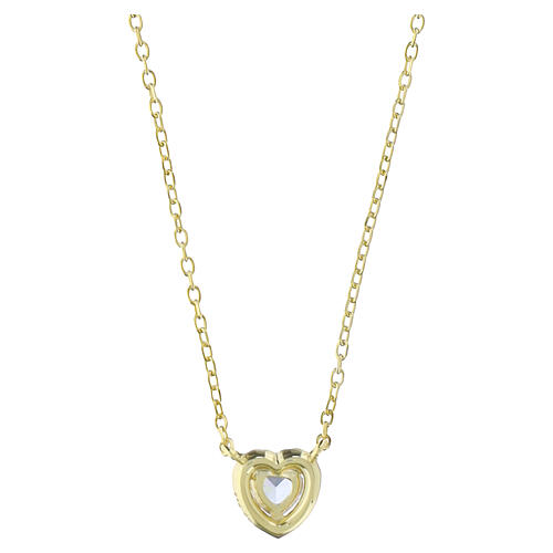 Amen 925 silver gold-plated necklace with aquamarine-coloured heart zircon 3