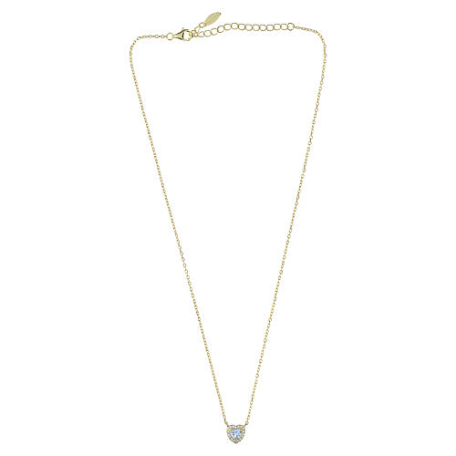 Collana finitura oro pietra acquamarina Amen argento 925 4