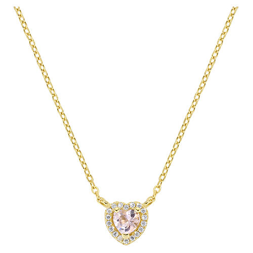Collana con zircone rosa morganite color oro Amen argento 925 1