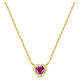Collier Amen finition or en argent 925 avec pendentif cœur en zircon couleur rubis s1