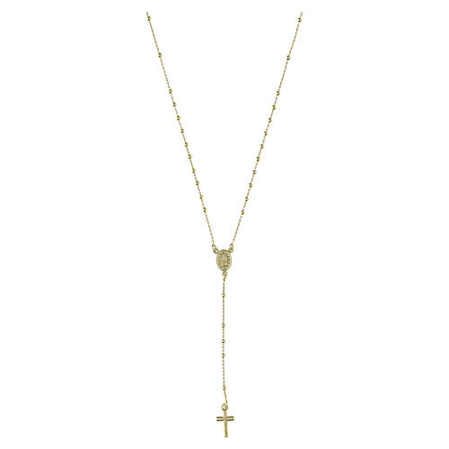 Amen classic rosary necklace with Our Lady of Graces medal in 925 sterling silver with gold plating, 0.08-inch beads 2