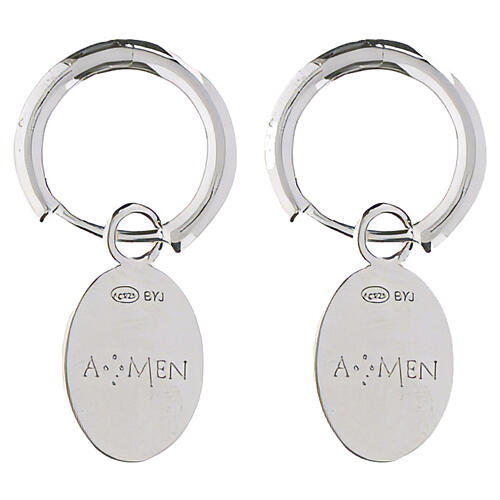 Boucles d'oreilles créoles Amen Vierge Miraculeuse argent 925 3