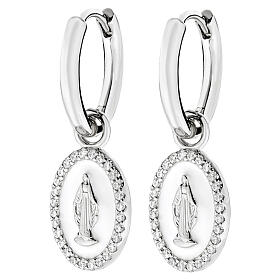 Amen 925 Silver Miraculous Mary Hoop Earring