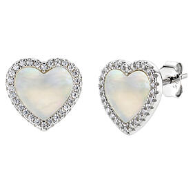 Pendientes plata 925 Amen corazón nácar