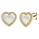 Amen gold heart stud earrings with mother-of-pearl and white zircons, 925 silver s1
