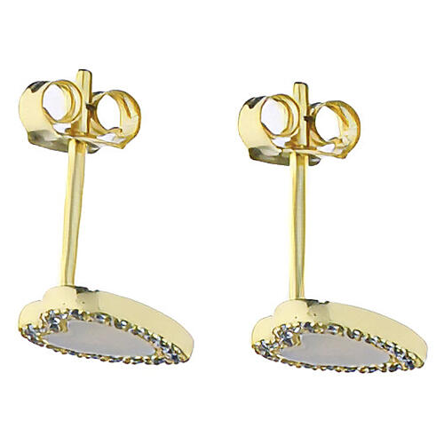 Orecchini Amen oro cuori madreperla e zirconi bianchi argento 925 3