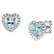 AMEN 925 Silver Aquamarine and White Zircon Heart Stud Earrings s1