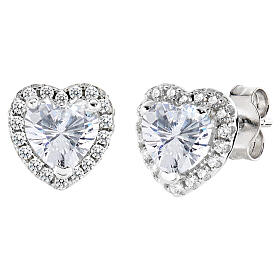 Pendientes AMEN plata 925 corazón zircón blanco