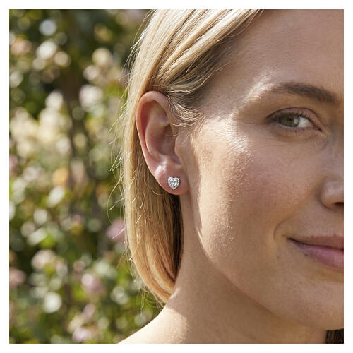 Boucles d'oreilles AMEN argent 925 cœur zircon blanc 2