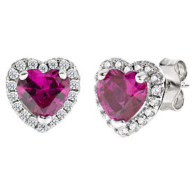 Pendientes corazón rubí Amen plata 925